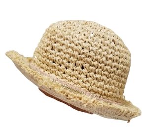 Primark Natural Tone Paper Blend Fashion Sun Hat with Pink & Silver Braid Detail